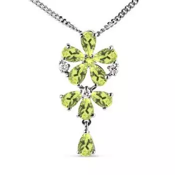 Колье с хризолитами и фианитами Линии Любви