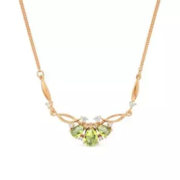 Колье с хризолитами и фианитами Линии Любви