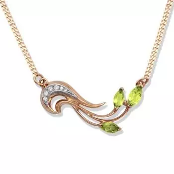 Колье с хризолитами и фианитами Линии Любви