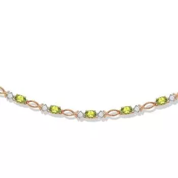 Колье с хризолитами и фианитами Линии Любви