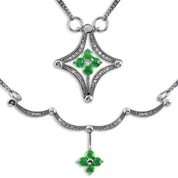 Колье с изумрудами и бриллиантами Линии Любви