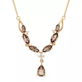 Колье с раухтопазами и фианитами Линии Любви