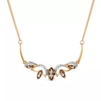 Колье с раухтопазами и фианитами Линии Любви