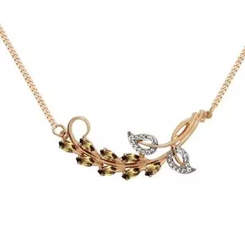 Колье с раухтопазами и фианитами Линии Любви