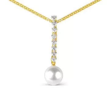 Колье с жемчугом и фианитами Линии Любви