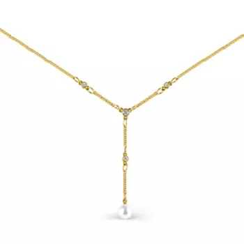 Колье с жемчугом и фианитами Линии Любви