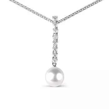 Колье с жемчугом и фианитами Линии Любви