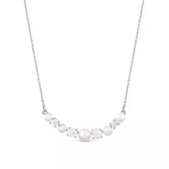 Колье с жемчугом и фианитами Линии Любви