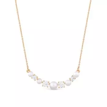 Колье с жемчугом и фианитами Линии Любви