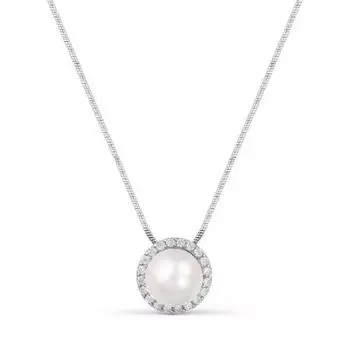 Колье с жемчугом и фианитами Линии Любви