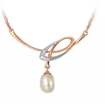 Колье с жемчугом и фианитами Линии Любви