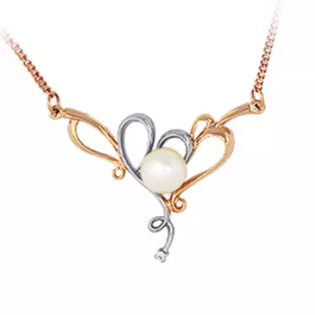 Колье с жемчугом и фианитом Линии Любви