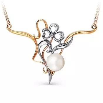 Колье с жемчугом и фианитом Линии Любви