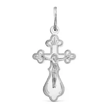 Крестик из белого золота Линии Любви