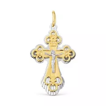 Крестик из белого золота Линии Любви