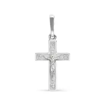 Крестик из белого золота Линии Любви