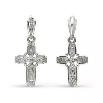 Крестик из белого золота Линии Любви