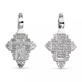 Крестик из белого золота Линии Любви