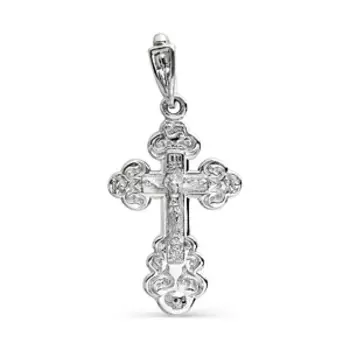 Крестик из белого золота Линии Любви