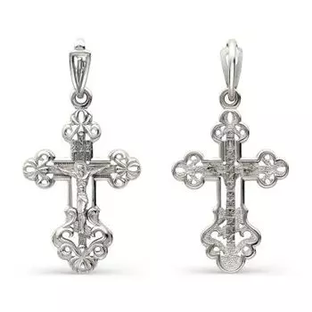 Крестик из белого золота Линии Любви