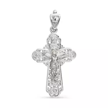 Крестик из белого золота Линии Любви