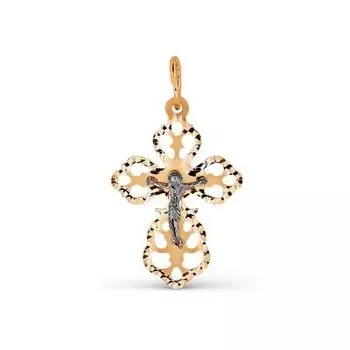 Крестик из красного золота Линии Любви