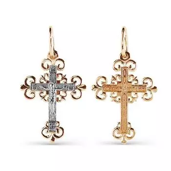 Крестик из красного золота Линии Любви