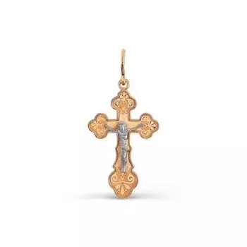 Крестик из красного золота Линии Любви