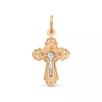 Крестик из красного золота Линии Любви