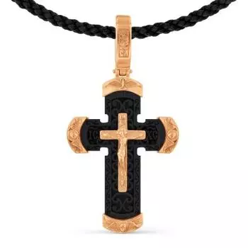 Крестик из красного золота Линии Любви