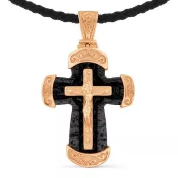 Крестик из красного золота Линии Любви