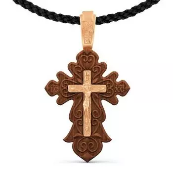 Крестик из красного золота Линии Любви