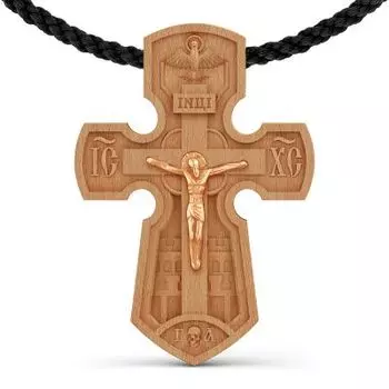 Крестик из красного золота Линии Любви