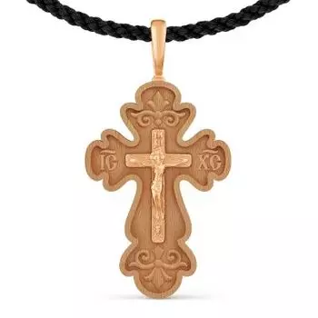 Крестик из красного золота Линии Любви