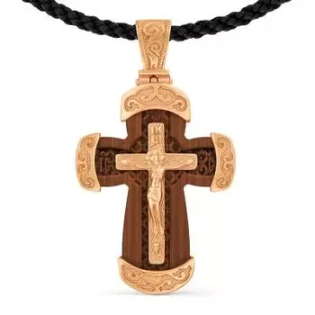 Крестик из красного золота Линии Любви