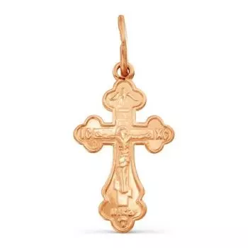 Крестик из красного золота Линии Любви