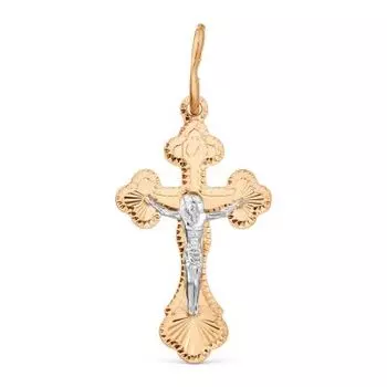 Крестик из красного золота Линии Любви