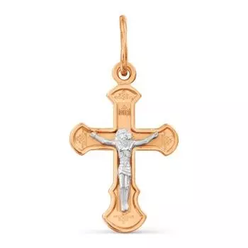 Крестик из красного золота Линии Любви