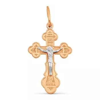 Крестик из красного золота Линии Любви