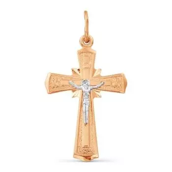 Крестик из красного золота Линии Любви