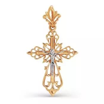 Крестик из красного золота Линии Любви