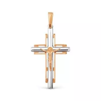Крестик из красного золота Линии Любви