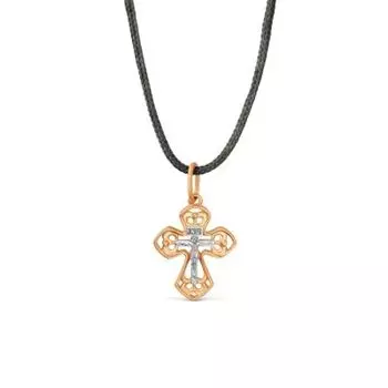 Крестик из красного золота Линии Любви