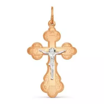 Крестик из красного золота Линии Любви