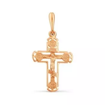 Крестик из красного золота Линии Любви