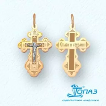 Крестик из красного золота Линии Любви