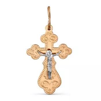 Крестик из красного золота Линии Любви