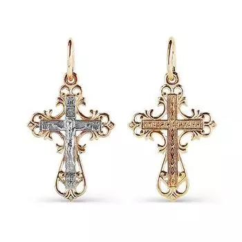 Крестик из красного золота Линии Любви