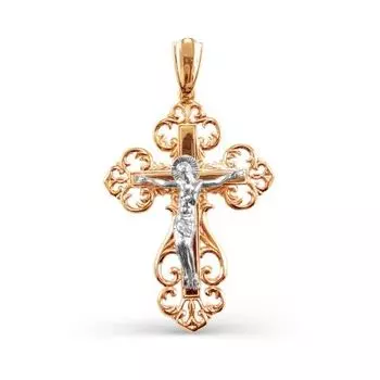 Крестик из красного золота Линии Любви