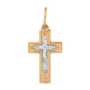 Крестик из красного золота Линии Любви